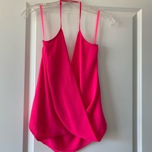 Hot pink halter top with open back